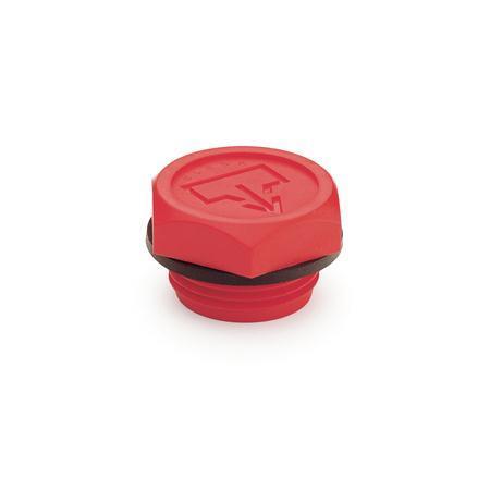 Otto Ganter Threaded Plug Plastic Red / with DIN Drain Symbol, GN 740